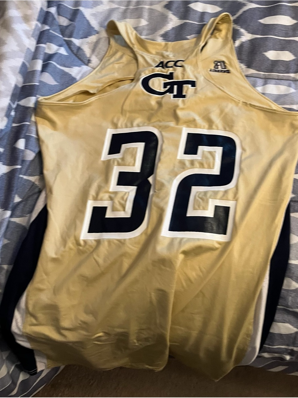 Russell Athletic Georgia Tech Gold and Navy #32 Basketball Jersey